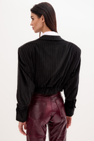 SHORT BLACK VELVET JACKET No5 WITH STRIPES