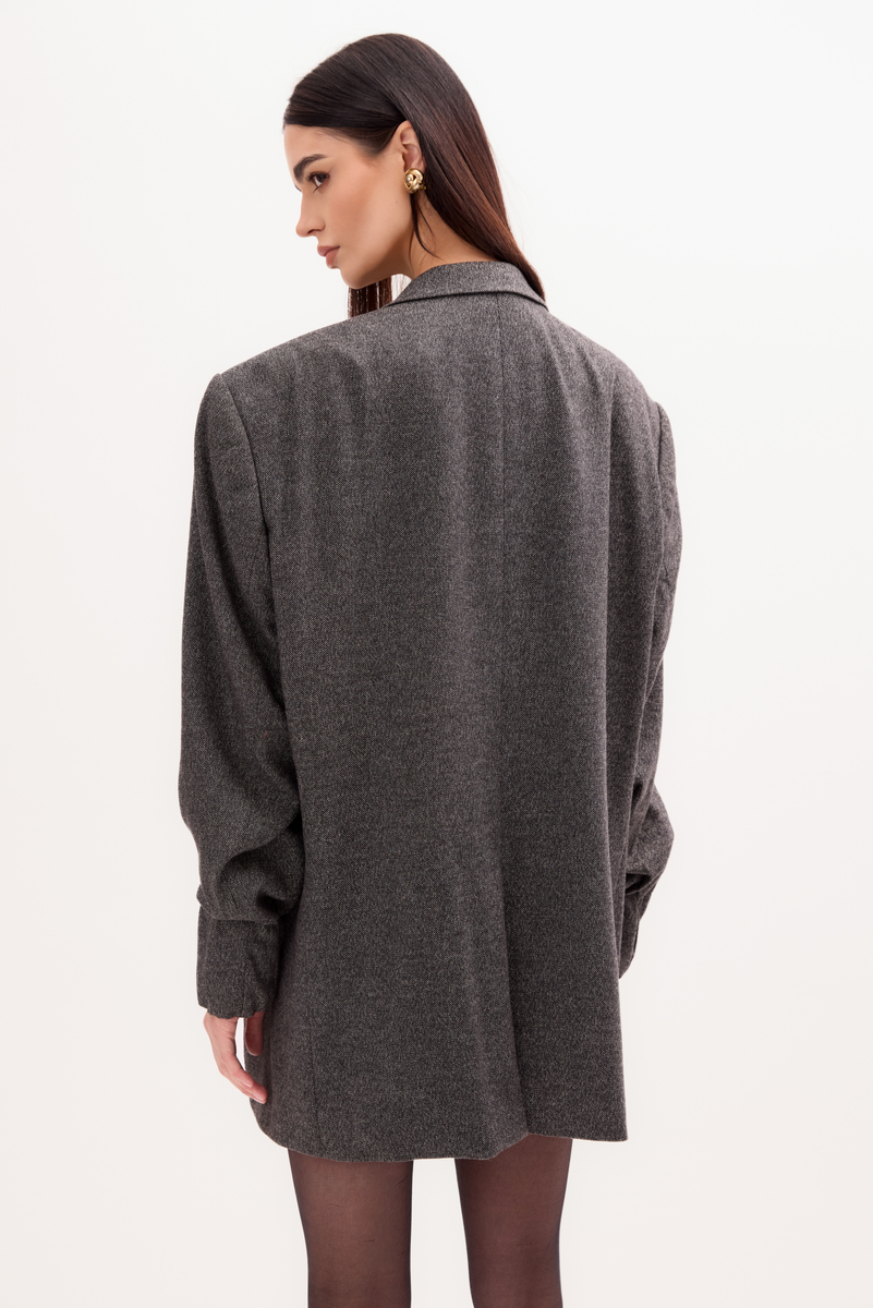 LONG GREY JACKET MODEL No8 WITH A LIGHT CHECK