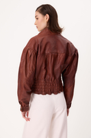 BROWN OVERSIZE LEATHER JACKET
