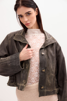 GREEN DIPPED LEATHER JACKET