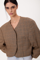 SHORT STRAIGHT BEIGE REGULAR JACKET WITH HOUNDSTOOTH AND LIGHT CHECK MODEL No9