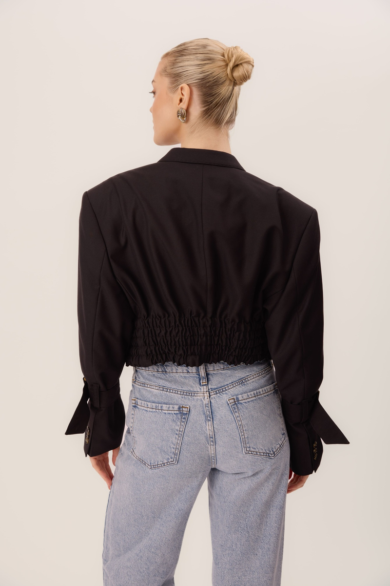 BLACK  FITTED JACKET WITH BUCKLES MODEL No5