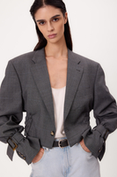 GRAY SMOOTH FITTED REGULAR JACKET WITH BUCKLES MODEL No5