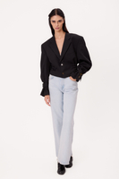 BLACK SMOOTH FITTED REGULAR JACKET WITH BUCKLES MODEL No5