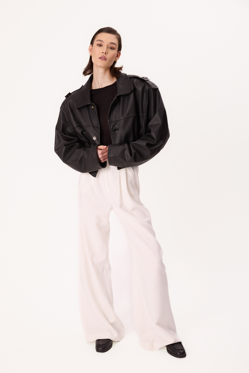 BLACK OVERSIZE LEATHER JACKET