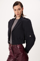 NAVY BLUE BOMBER JACKET WITH A DELICATE STRIP