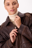 BROWN WAISTED LEATHER JACKET