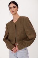 SHORT STRAIGHT GREEN TALL JACKET WITH RED AND ORANGE CHECK MODEL No9