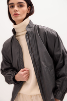 GRAPHITE LEATHER JACKET WITH POCKETS