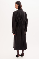 MAXI GRAPHITE ADJUSTABLE WAIST WOOL COAT