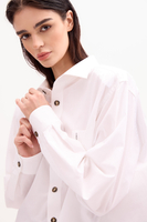 WHITE COTTON SHIRT WITH STRONG SHOULDER AND DETACHABLE PADS