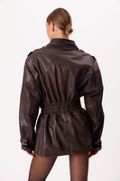 LONG FITTED DRESS-CUT LEATHER JACKET