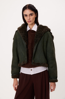 SHORT DARK GREEN NATURAL SHEEPSKIN