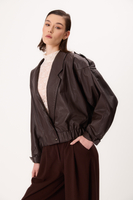BOMBER CUT BROWN LEATHER JACKET