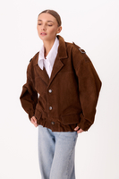 LONG BROWN SUEDE BOMBER JACKET