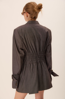 GREY SUIT SET SHORTS AND JACKET WITH BUCKLES
