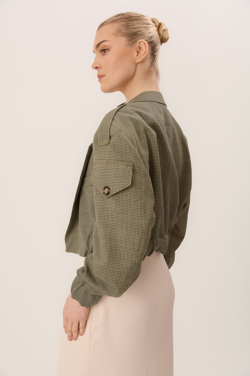 SHORT CHECK BOMBER JACKET