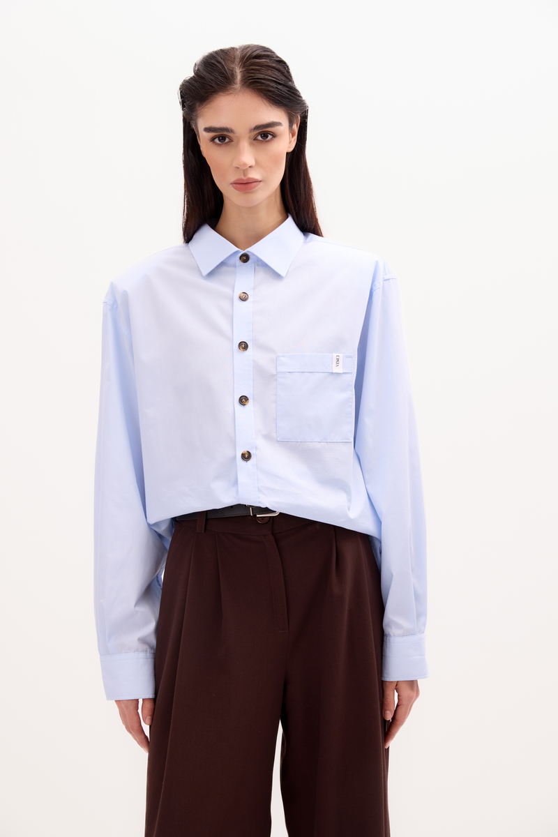 LIGHT BLUE COTTON SHIRT WITH STRONG ARMS AND DETACHABLE CUSHIONS