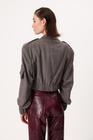 GREY BOMBER JACKET WITH A DELICATE CHECK