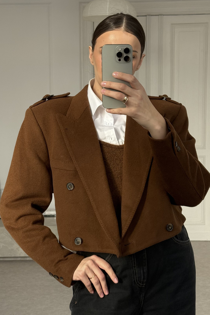 SHORT BROWN WOOL JACKET No4