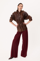 LONG BROWN DIPPED LEATHER JACKET