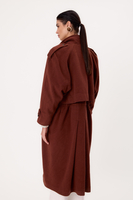 MIDI BURGUNDY ADJUSTABLE WOOL COAT