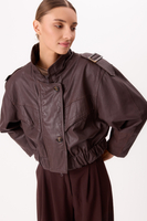 CHOCOLATE BOMBER LEATHER JACKET