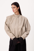 LIGHT TALL LEATHER JACKET WITH HIGH COLLAR