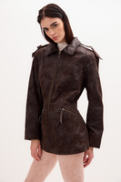 LONG DRESS-CUT LEATHER JACKET WITH BELT