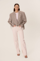 LIGHT BEIGE JACKET MODEL No 5 WITH SMALL COLOURED CHECK