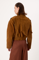 BROWN SUEDE BOMBER JACKET