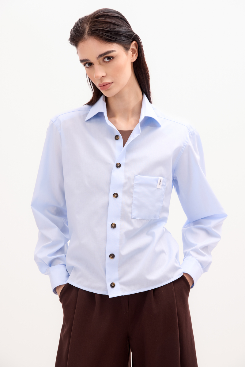 BLUE COTTON SHIRT WITH STRONG ARMS AND DETACHABLE CUSHIONS
