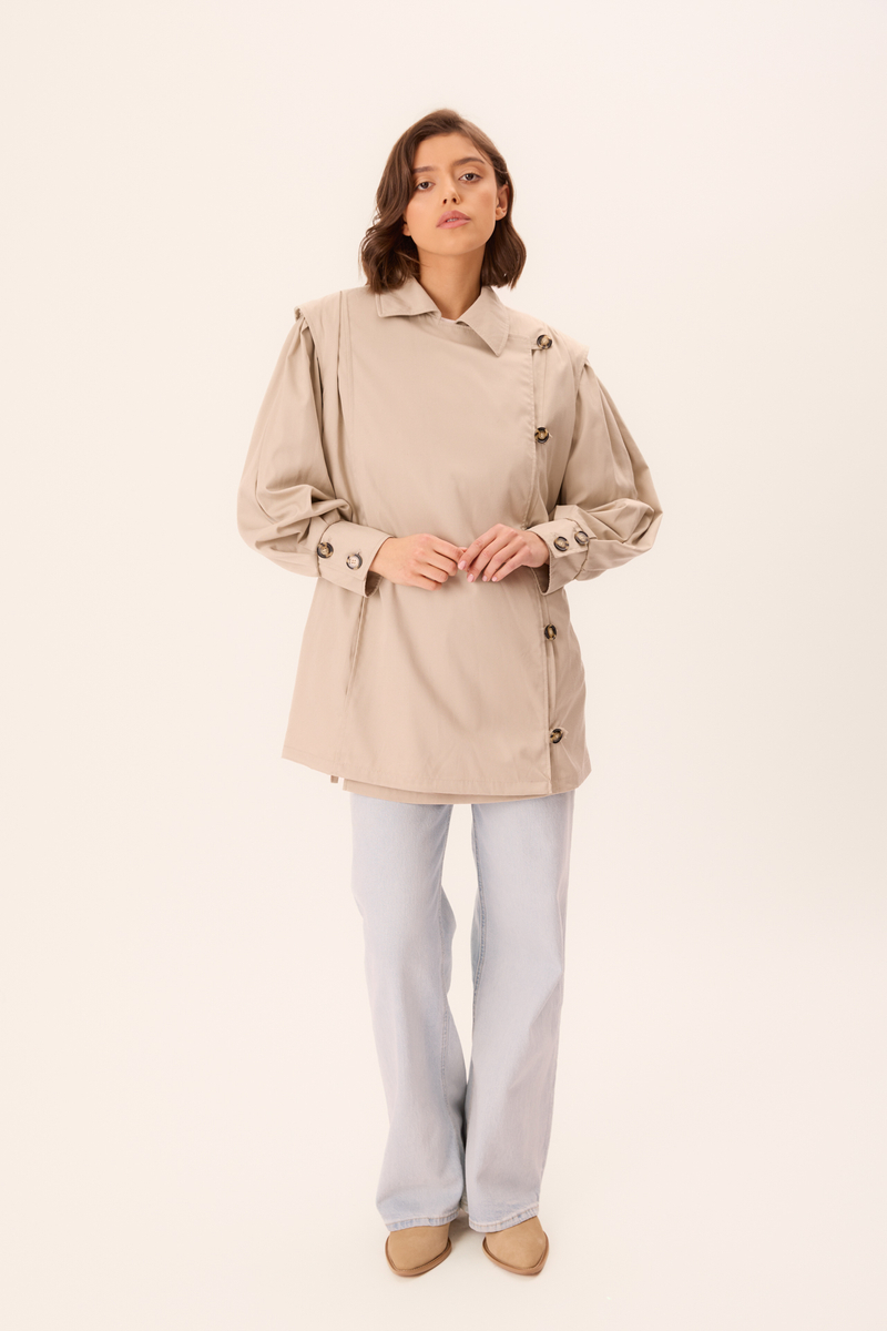 SHORT WAISTED TRENCH COAT CLASSIC COAT WITH BELT