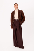 BROWN SUEDE LEATHER JACKET WITH BUCKLES