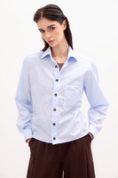 BLUE COTTON SHIRT WITH STRONG ARMS AND DETACHABLE CUSHIONS