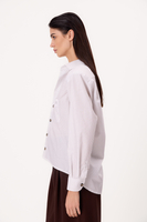 WHITE REGULAR SHIRT WITH A DELICATE STRIP WITH DETACHABLE PADS