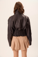 BLACK FITTED LEATHER JACKET WITH EPADS