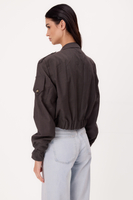 SHORT GRAY STRIPED REGULAR BOMBER JACKET