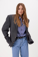 GRAY SLIM FIT BLAZER WITH BUCKLES MODEL No6