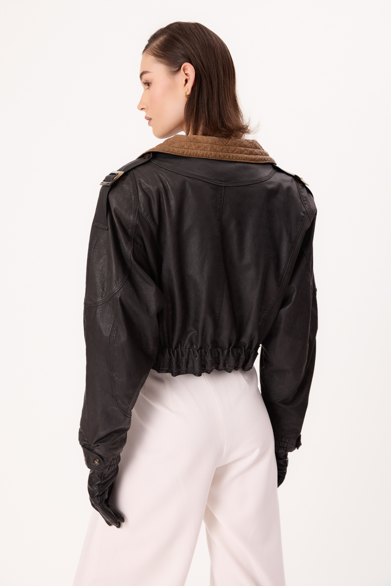 BLACK OVERSIZE LEATHER JACKET