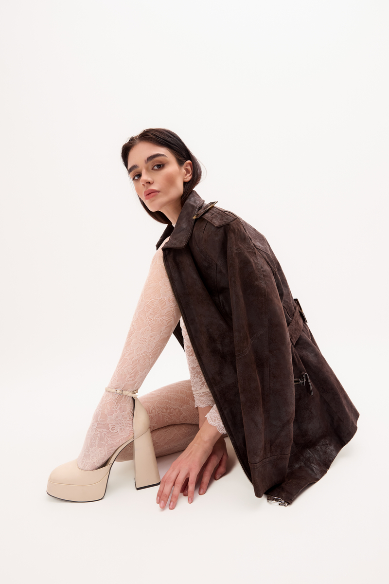 LONG DRESS-CUT LEATHER JACKET WITH BELT