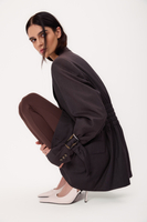 LONG GRAPHITE TALL JACKET WITH ADJUSTABLE WAIST AND BUCKLES MODEL No6