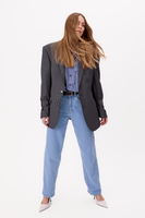 GRAY SLIM FIT BLAZER WITH BUCKLES MODEL No6