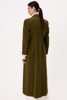 MAXI GREEN ADJUSTABLE WAIST WOOL COAT