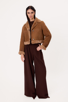 SHORT CARAMEL NATURAL SHEEPSKIN COAT WITH LIGHT FUR