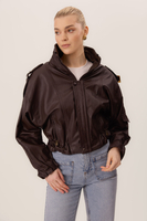 BROWN LEATHER JACKET WITH PADS