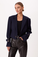 SHORT NAVY BLUE JACKET No5 WITH A DELICATE STRIP