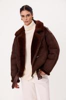 CHOCOLATE NATURAL SHEEPSKIN WITH A BELT