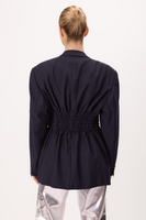 LONG NAVY BLUE SMOOTH DOUBLE-BREASTED JACKET MODEL No4