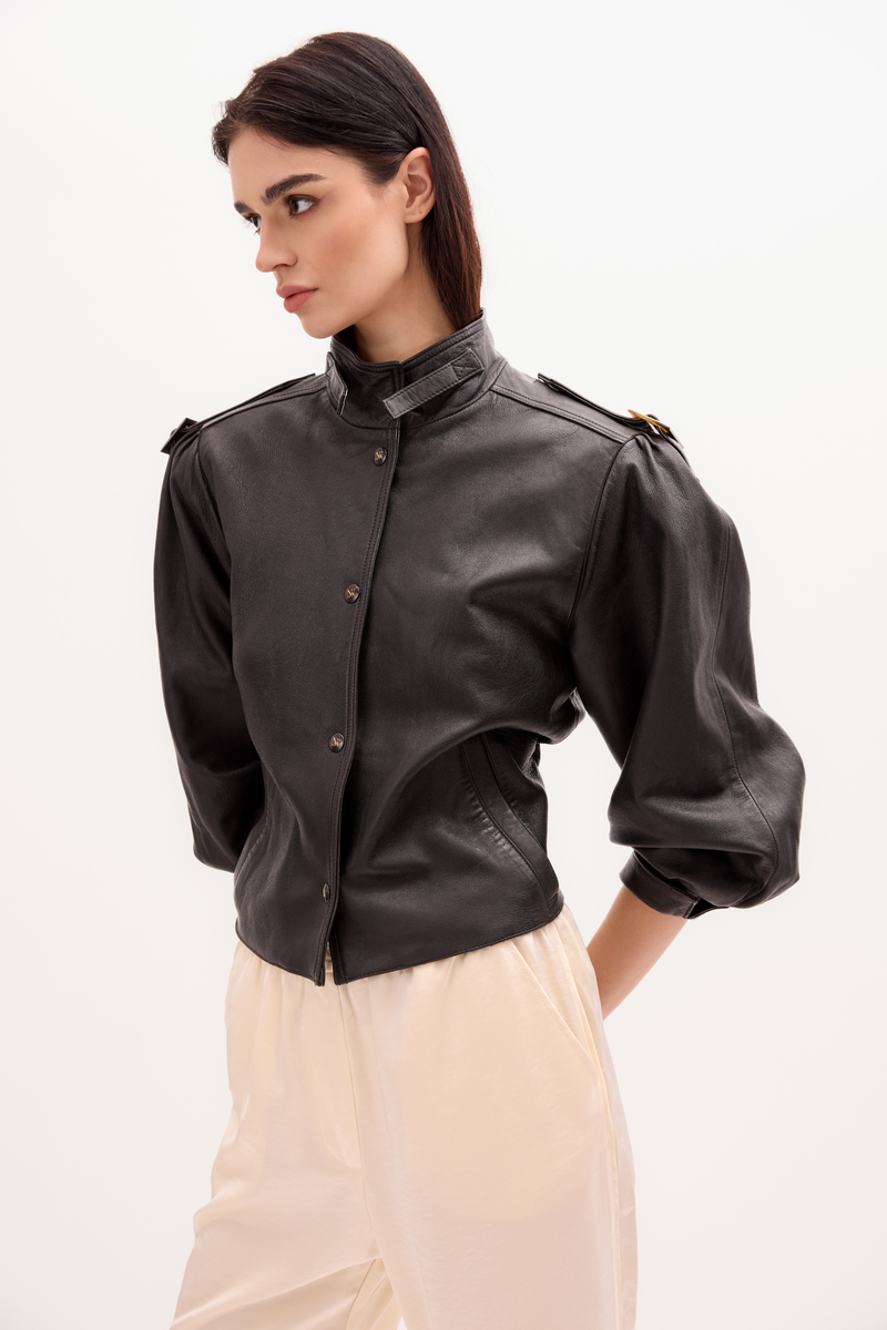 BLACK KIMONO LEATHER JACKET 